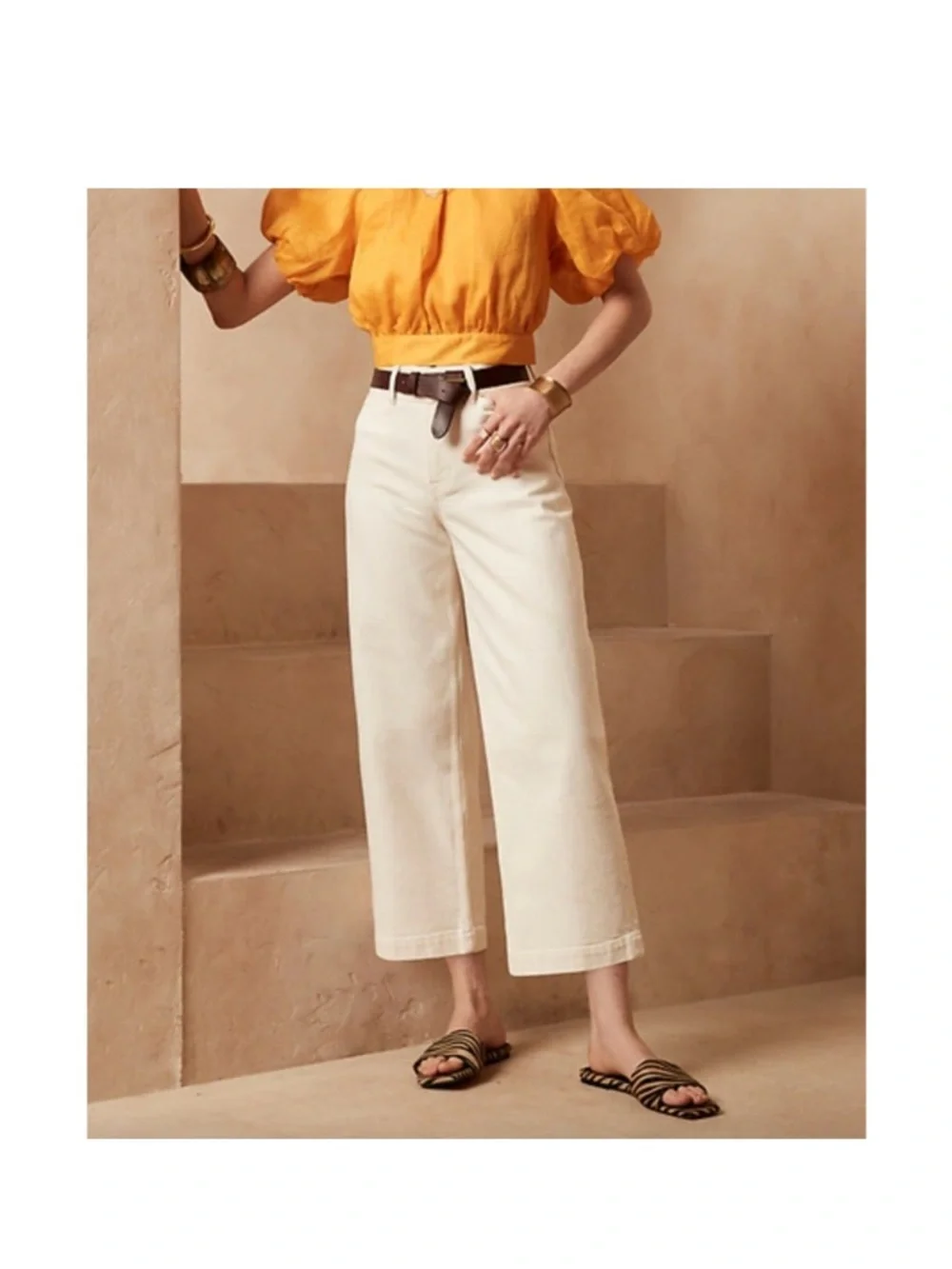 BANANA REPUBLIC High Rise Wide-Leg Crop Jean White 27 Women’s NWT